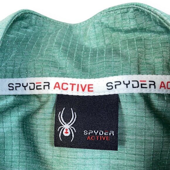 Spyder Active ProWeb Pullover Mens Sz M GRN 1/4 Zip LS 4Way Performance Stretch - Picture 9 of 12